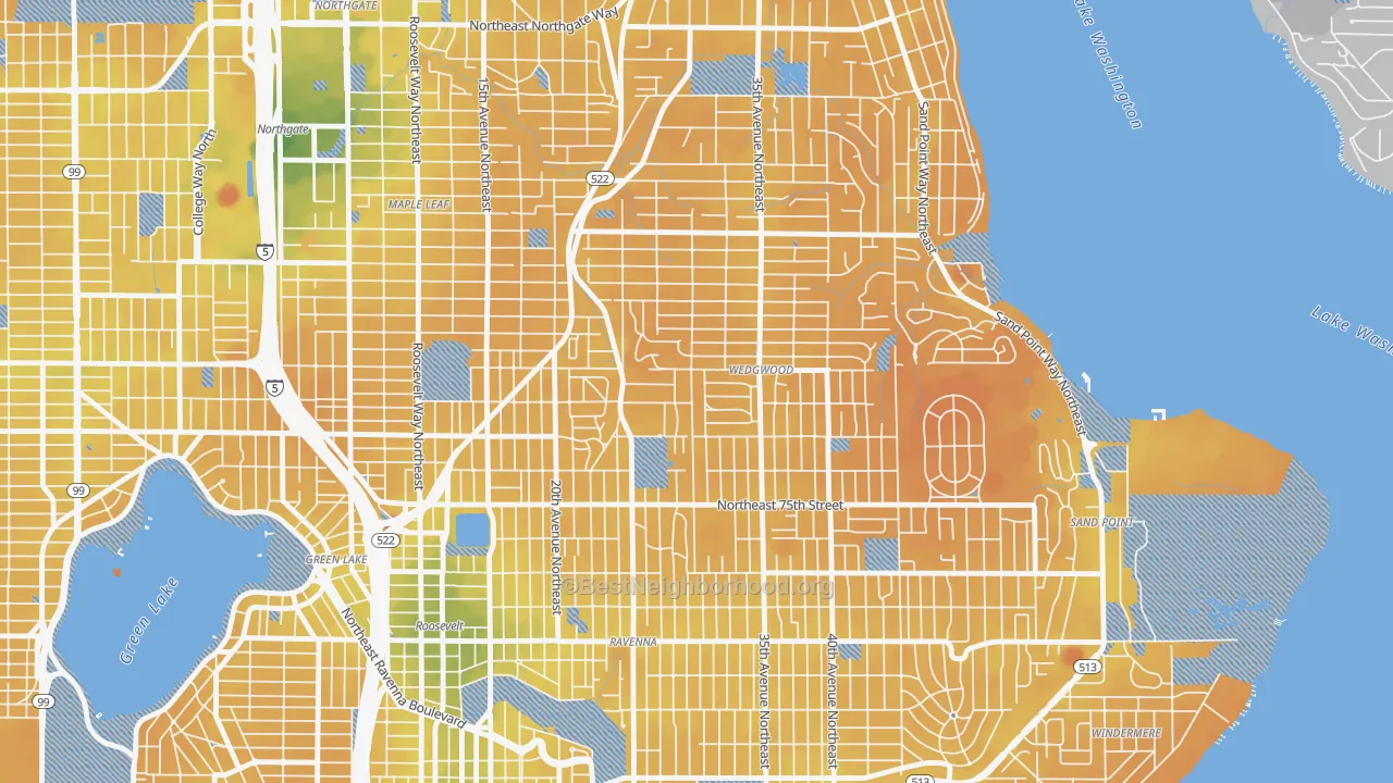 Transit Grade map of Wedgwood, Seattle, WA