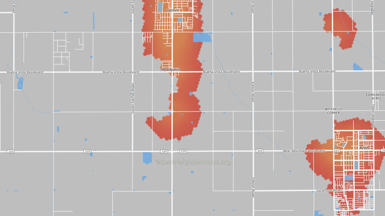 Transit Grade map of Weedpatch, CA
