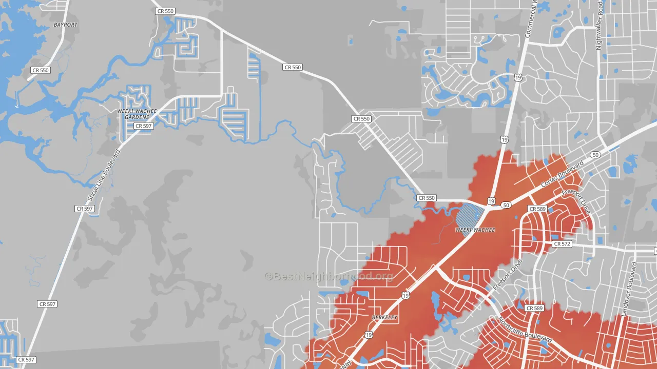 Transit Grade map of Weeki Wachee, FL