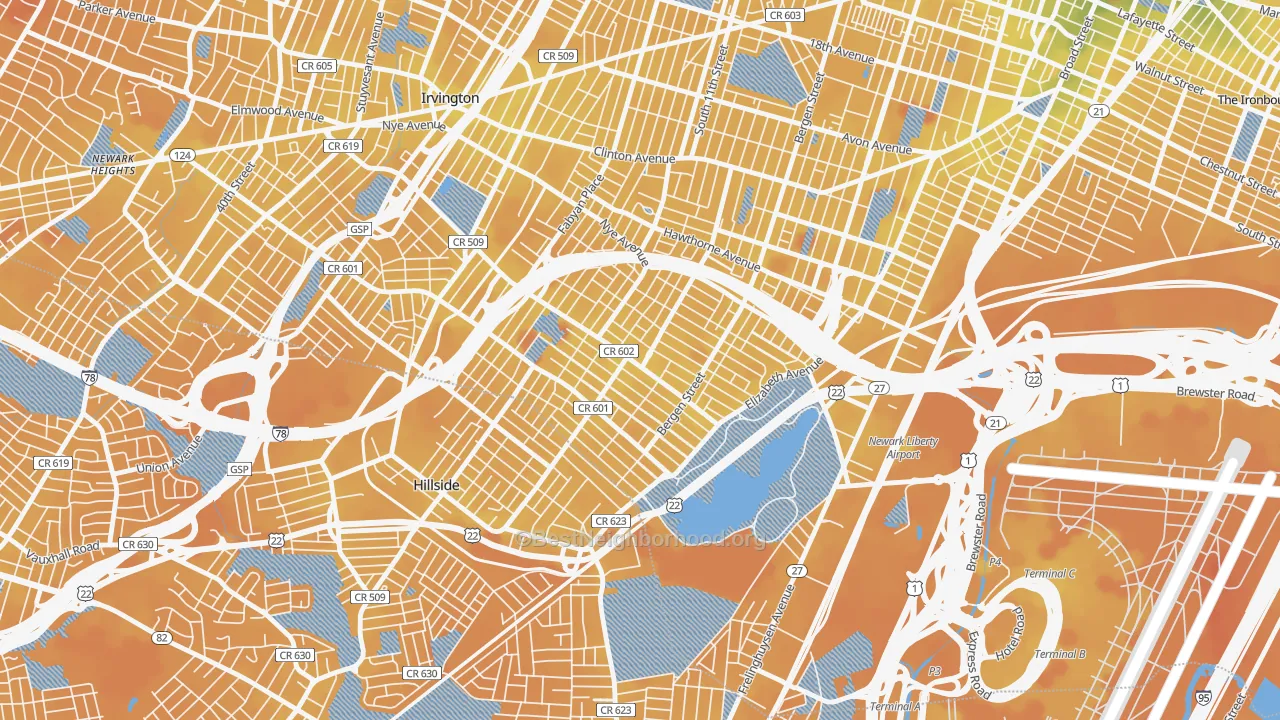Transit Grade map of Weequahic, Newark, NJ
