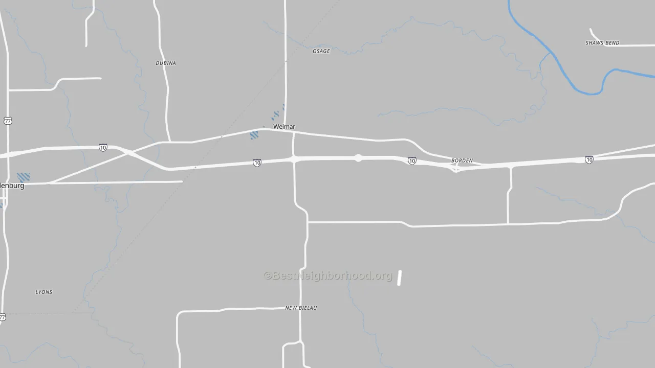 Transit Grade map of Weimar, TX