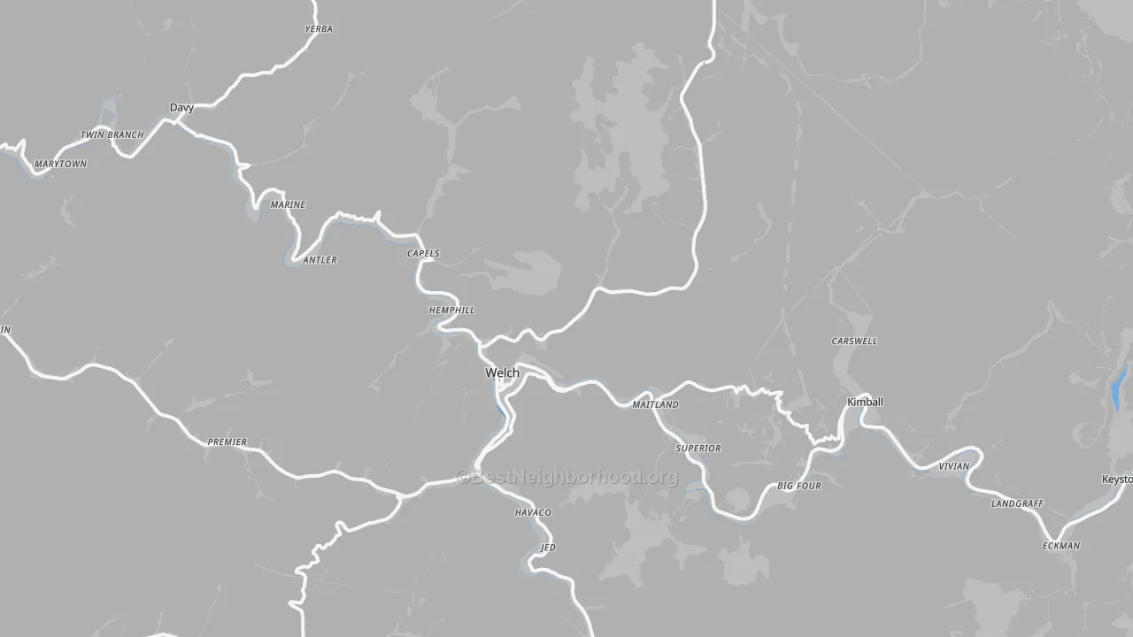 Transit Grade map of Welch, WV