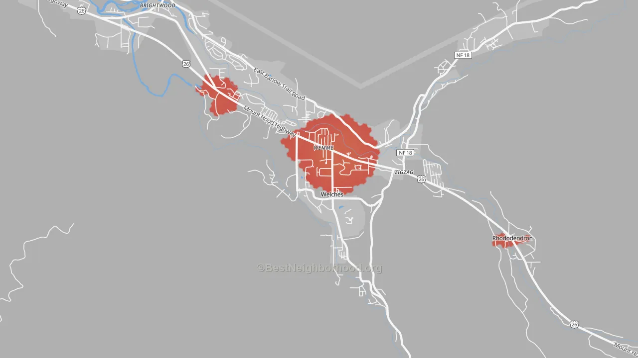 Transit Grade map of Welches, OR