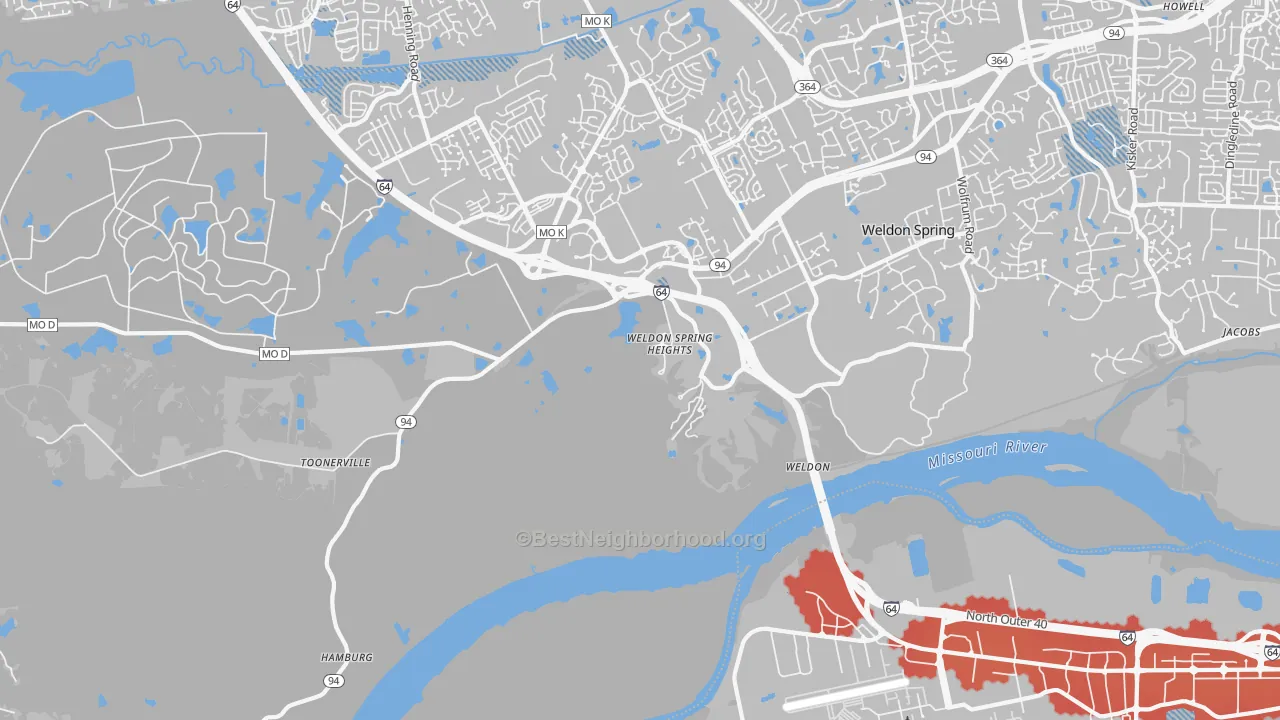 Transit Grade map of Weldon Spring Heights, MO