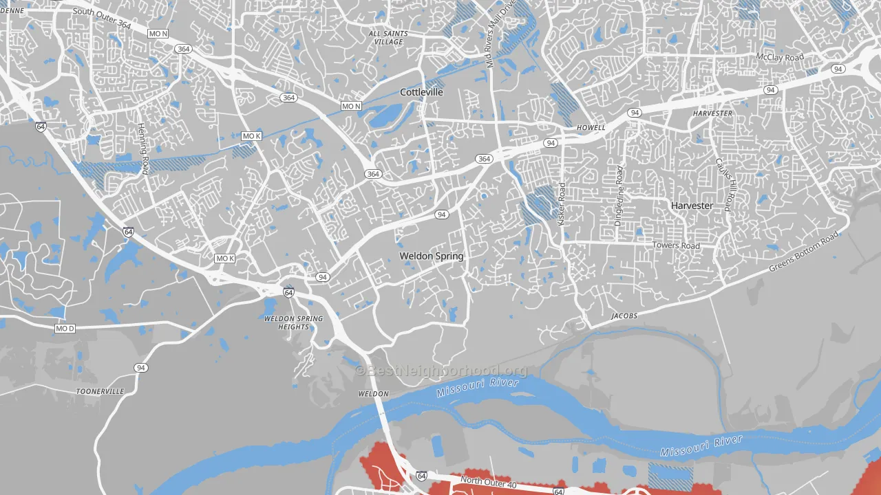 Transit Grade map of Weldon Spring, MO