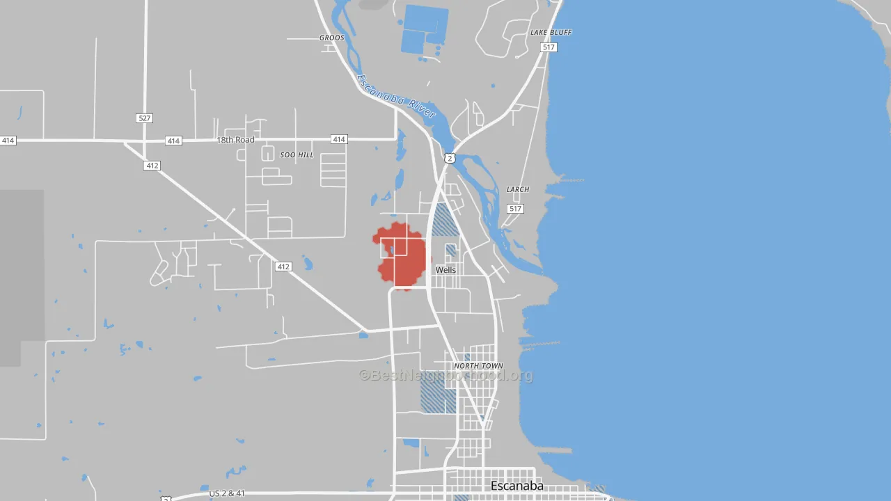 Transit Grade map of Wells, MI