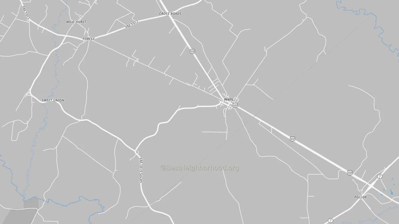 Transit Grade map of Wells, TX