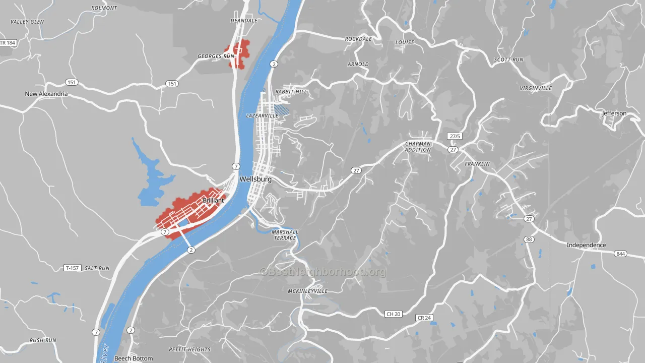 Transit Grade map of Wellsburg, WV