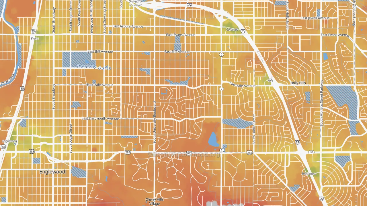 Transit Grade map of Wellshire, Denver, CO