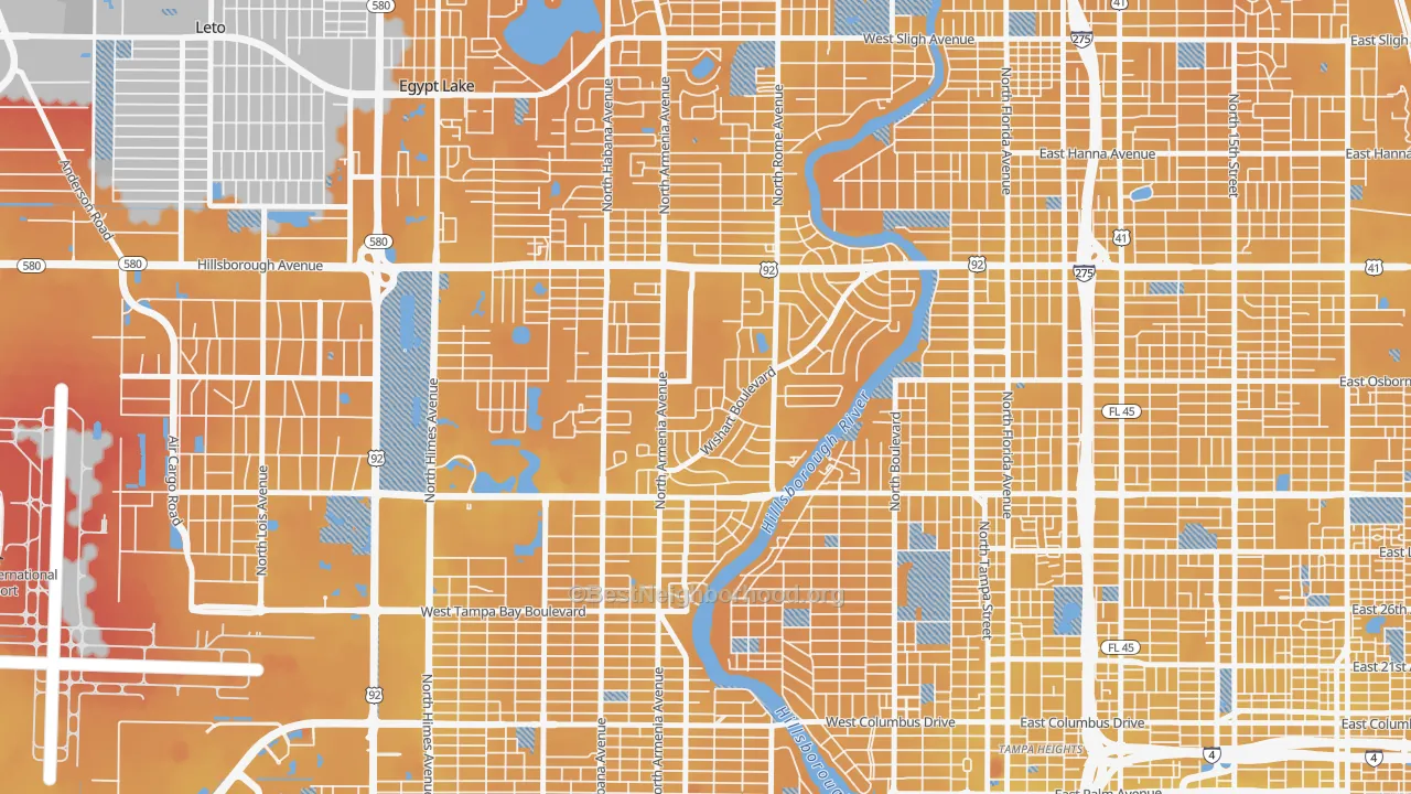 Transit Grade map of Wellswood, Tampa, FL