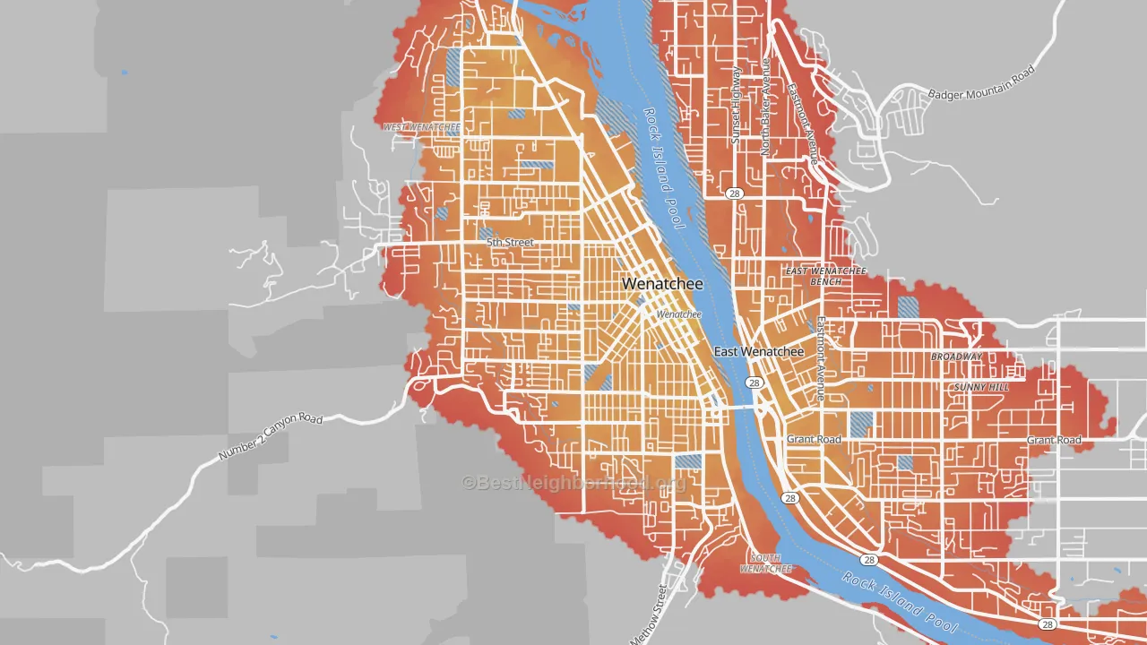Transit Grade map of Wenatchee, WA