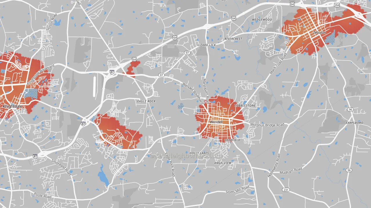 Transit Grade map of Wendell, NC