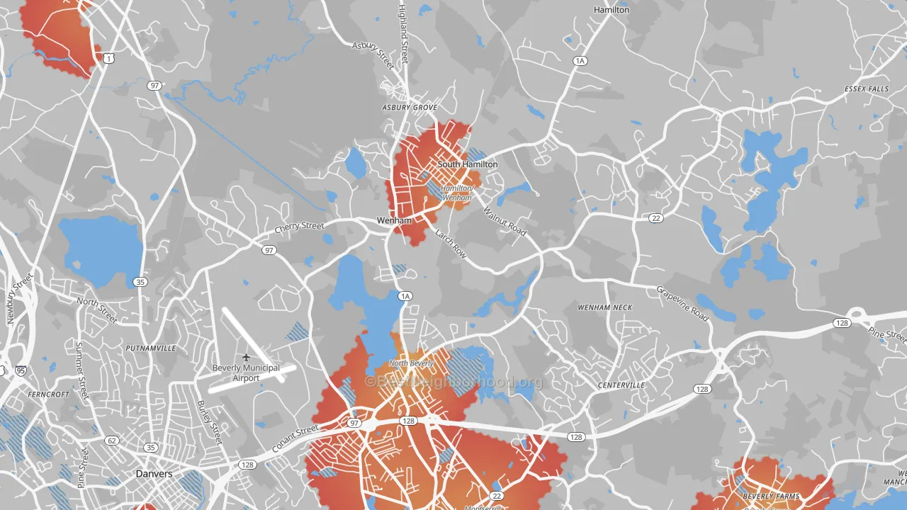 Transit Grade map of Wenham, MA