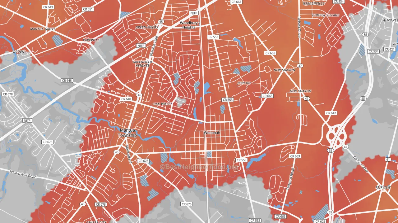 Transit Grade map of Wenonah, NJ