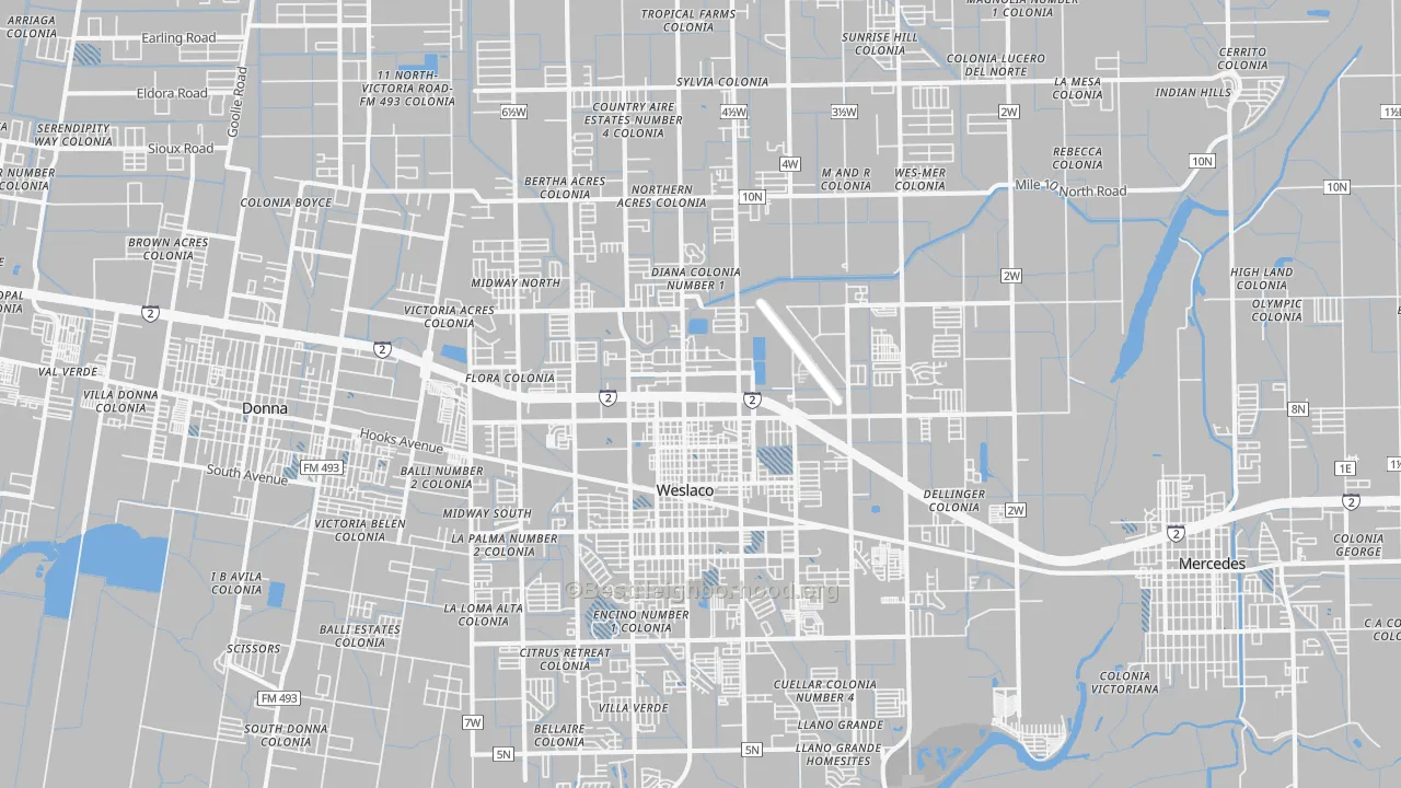 Transit Grade map of Weslaco, TX