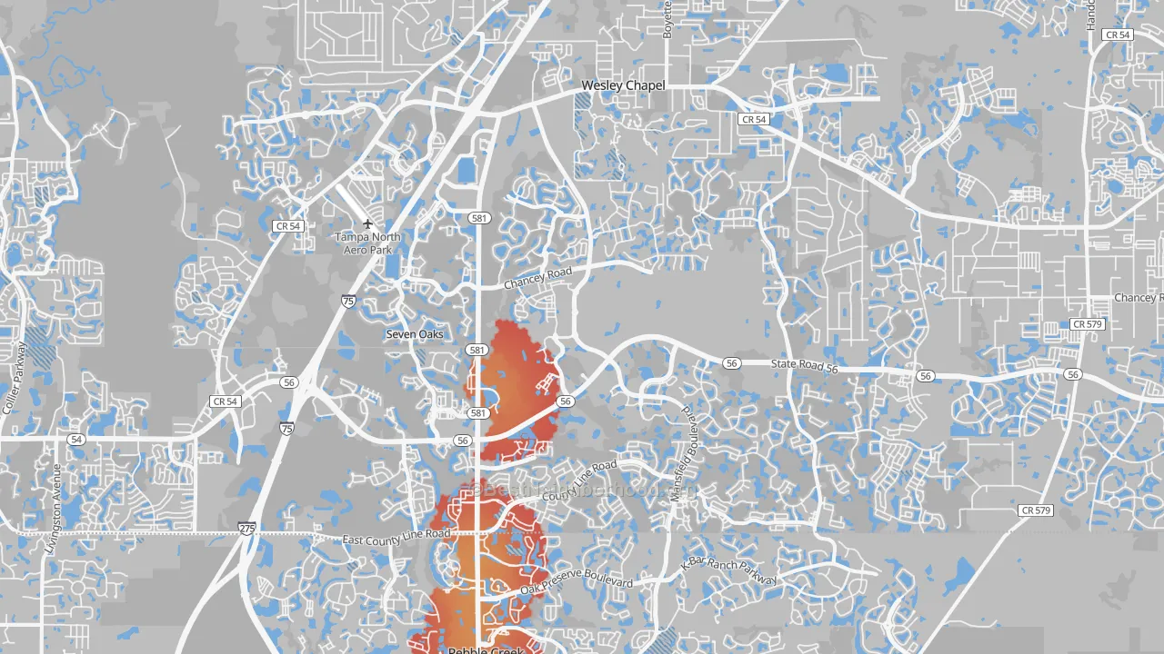 Transit Grade map of Wesley Chapel, FL