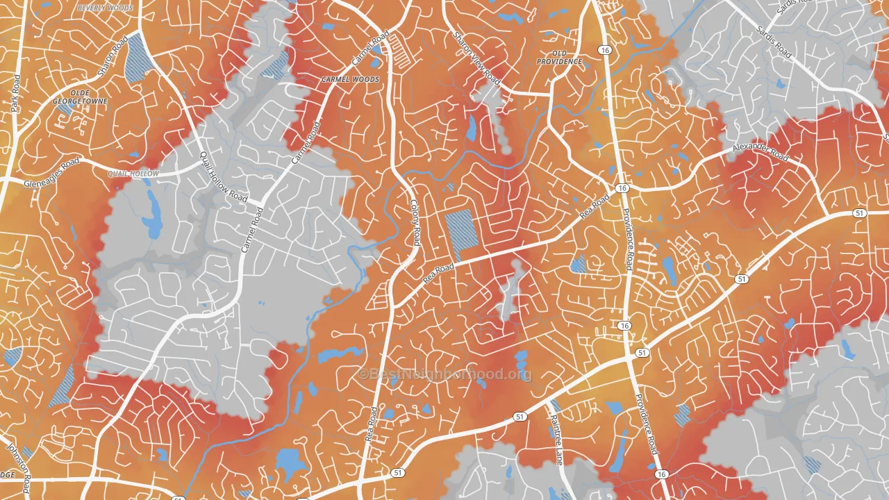 Transit Grade map of Wessex Square, Charlotte, NC