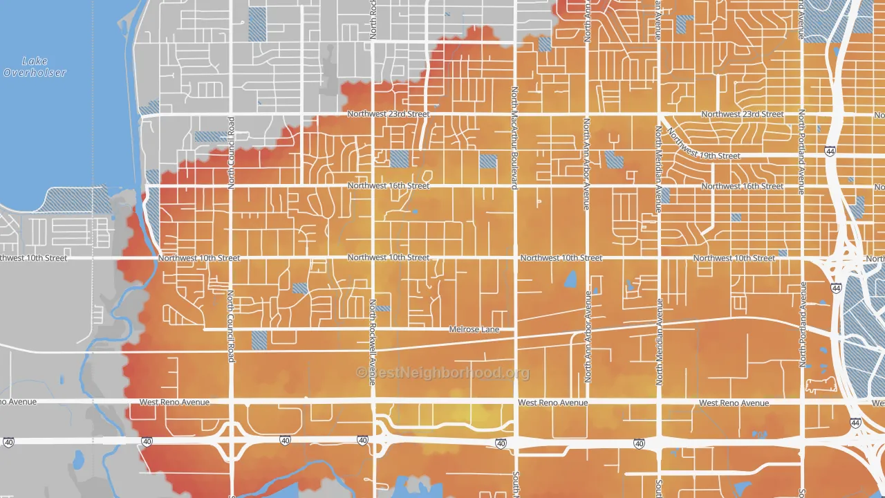 Transit Grade map of West 10th, Oklahoma City, OK