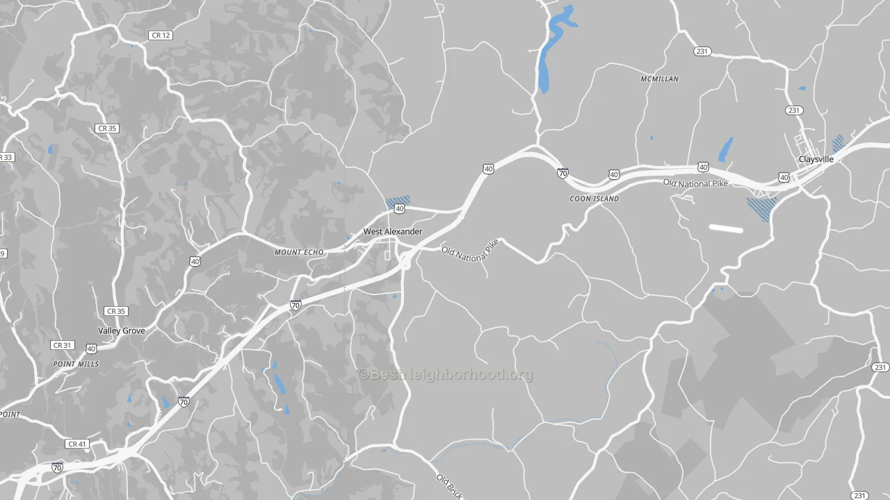 Transit Grade map of West Alexander, PA