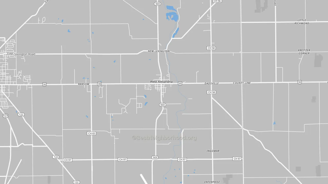Transit Grade map of West Alexandria, OH