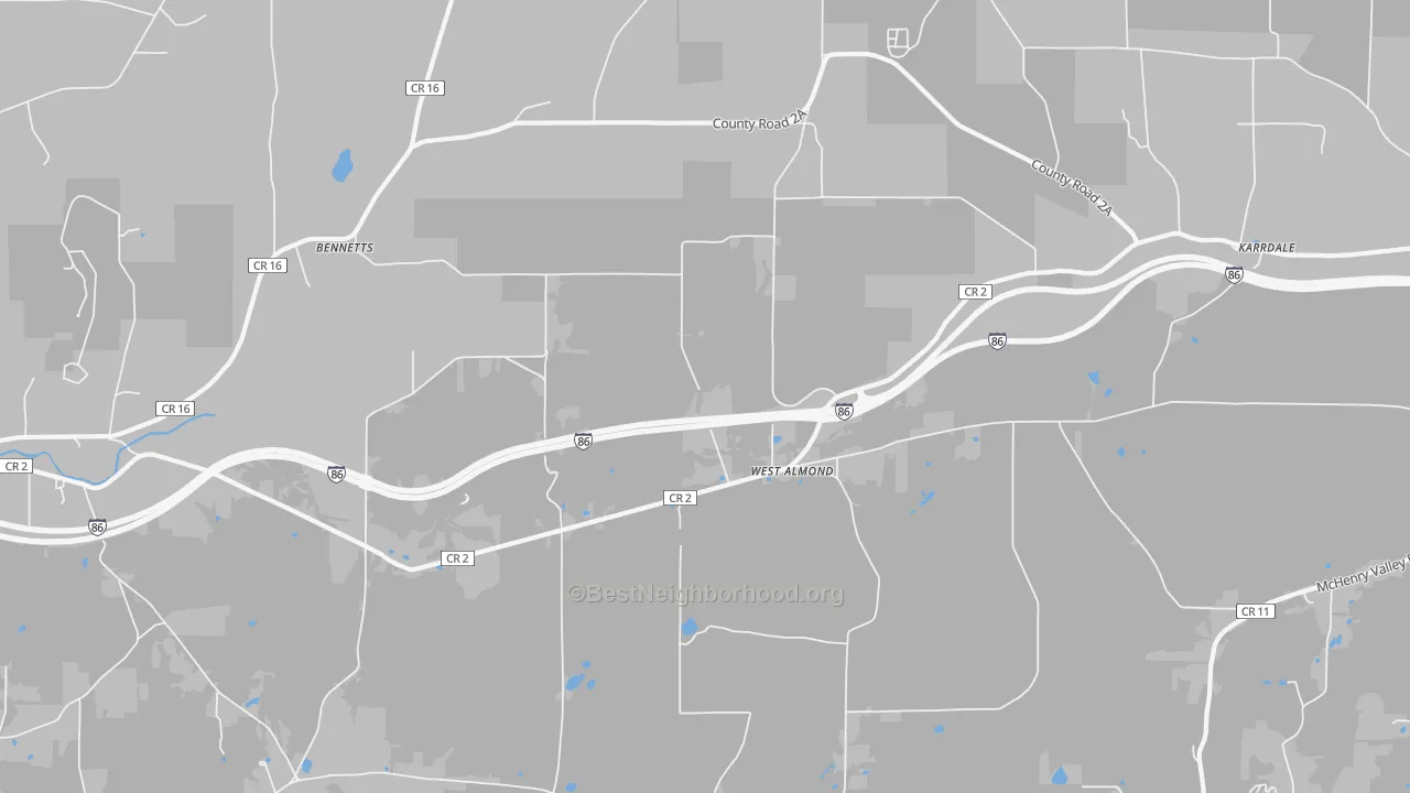 Transit Grade map of West Almond, NY