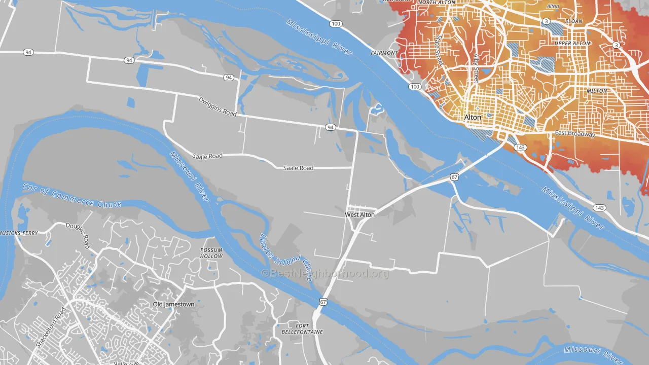 Transit Grade map of West Alton, MO