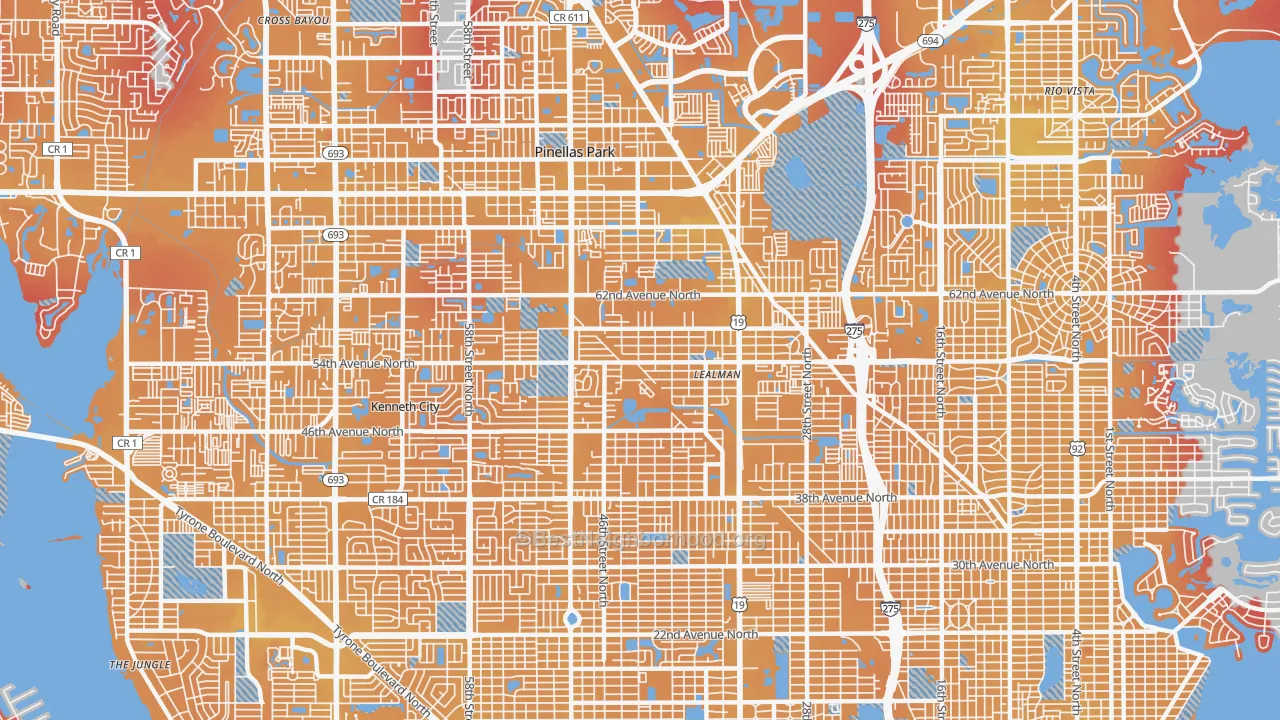 Transit Grade map of West and East Lealman, Lealman, FL