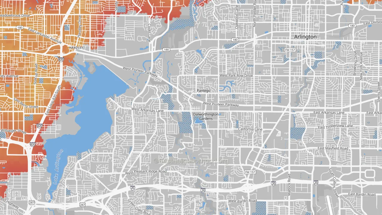 Transit Grade map of West, Arlington, TX