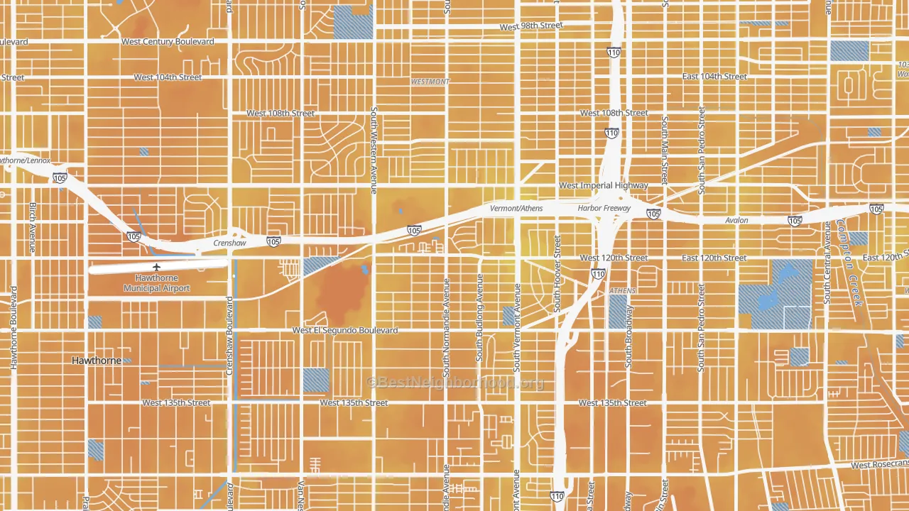 Transit Grade map of West Athens, CA