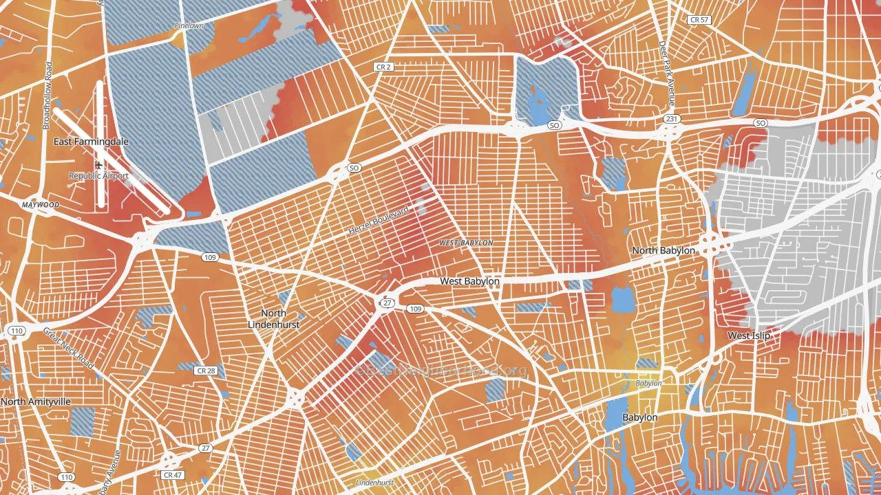 Transit Grade map of West Babylon, NY