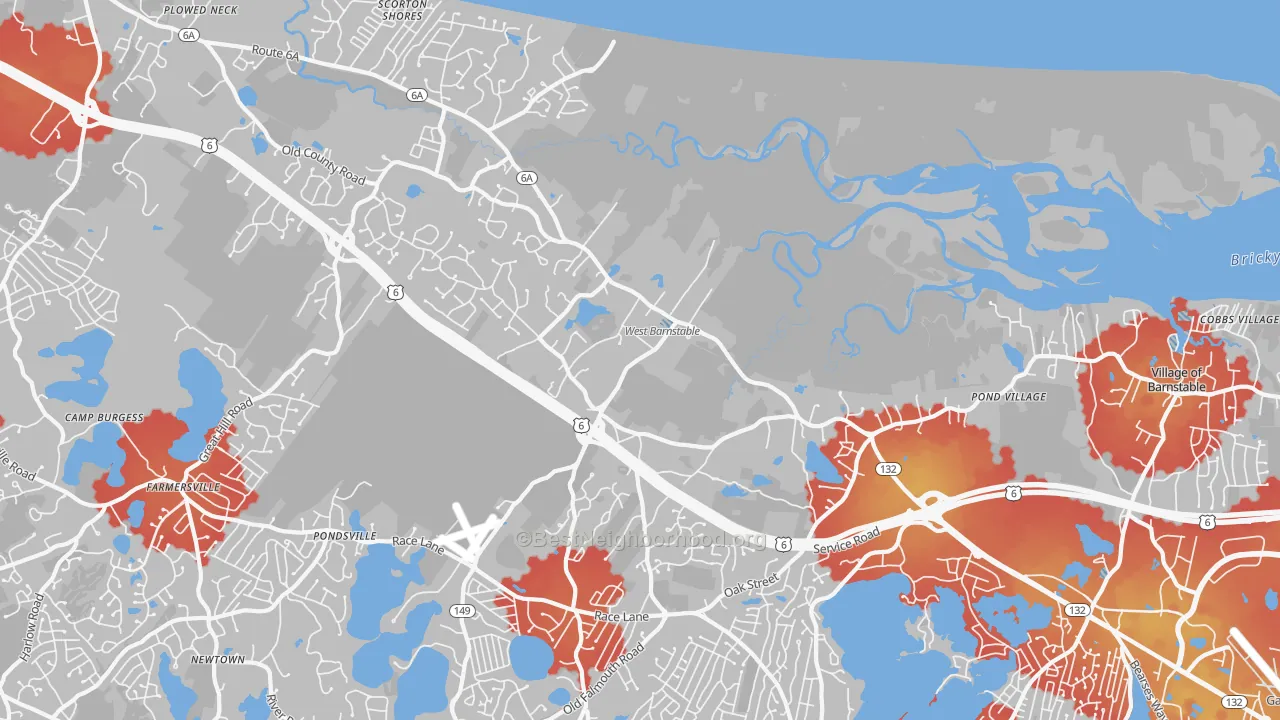 Transit Grade map of West Barnstable, MA
