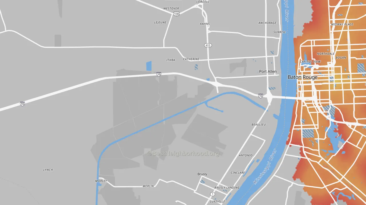 Transit Grade map of West Baton Rouge Parish, LA