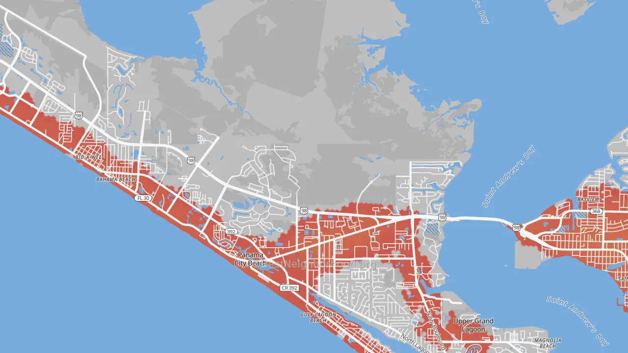 Transit Grade map of West Bay, FL
