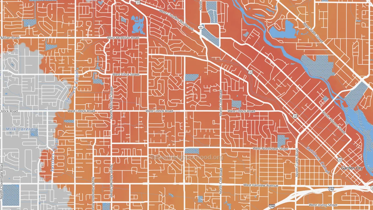 Transit Grade map of West Bench, Boise, ID