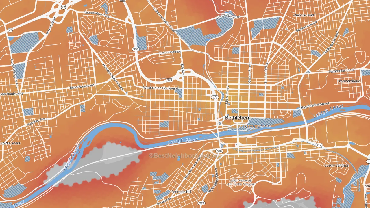 Transit Grade map of West Bethlehem, Bethlehem, PA