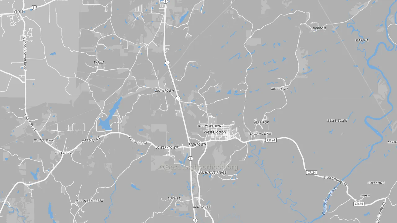 Transit Grade map of West Blocton, AL