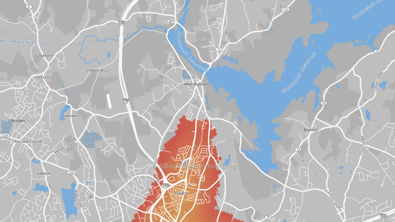 Transit Grade map of West Boylston, MA
