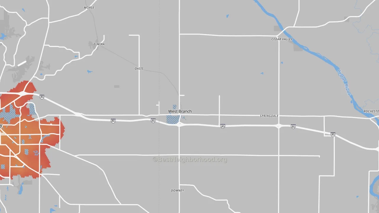Transit Grade map of West Branch, IA