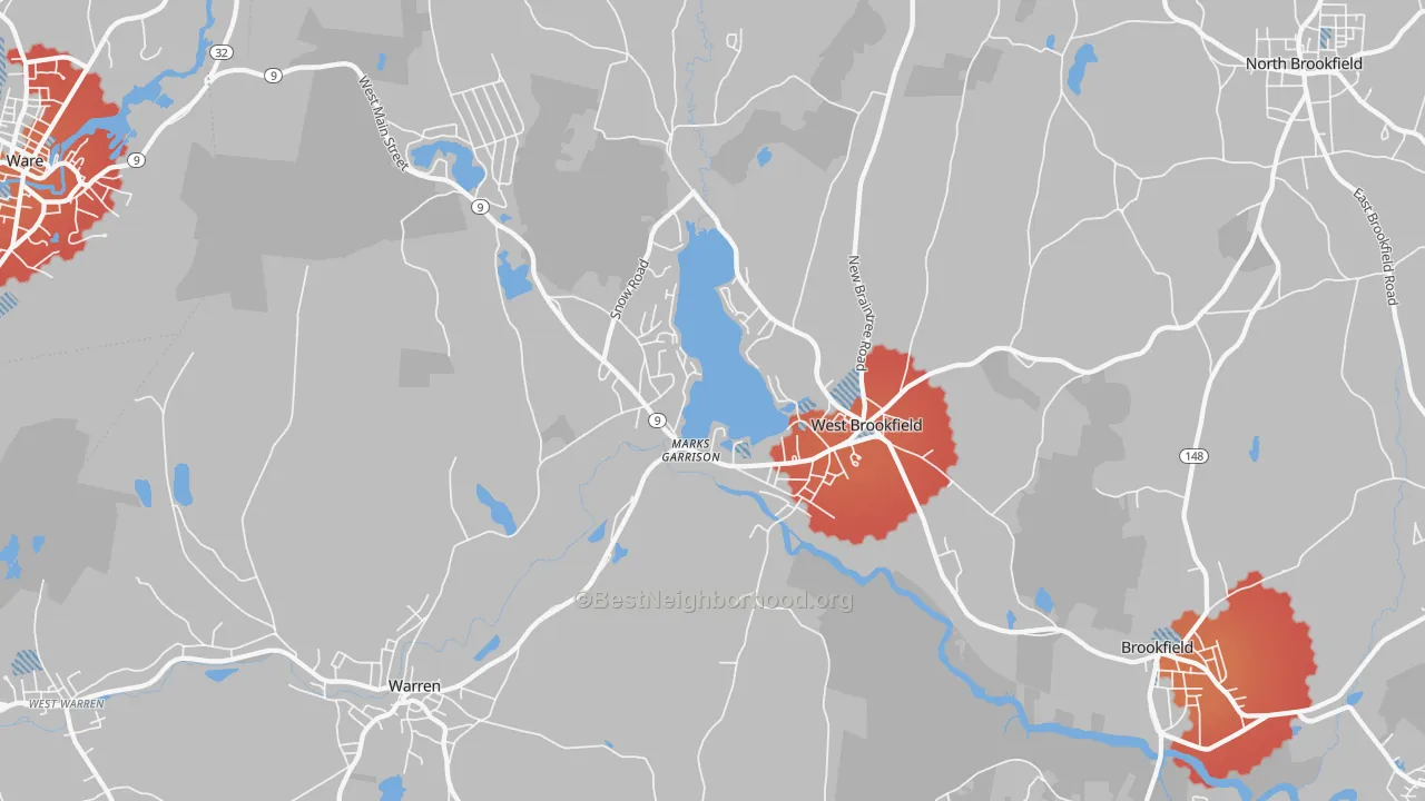 Transit Grade map of West Brookfield, MA