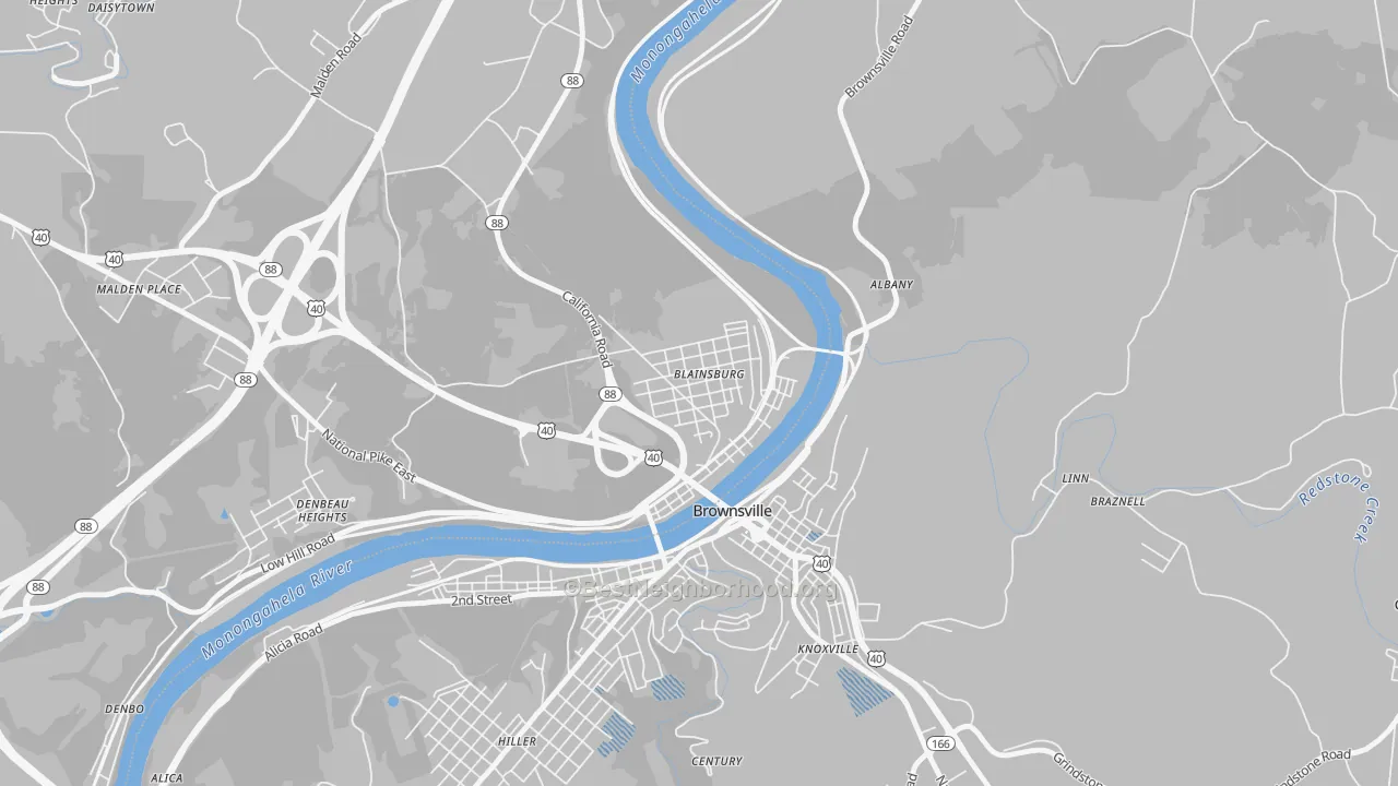 Transit Grade map of West Brownsville, PA