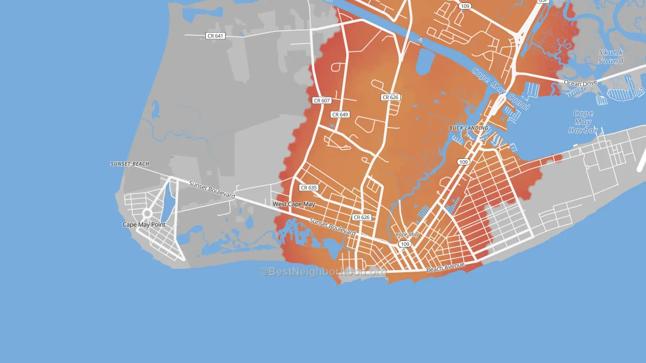 Transit Grade map of West Cape May, NJ