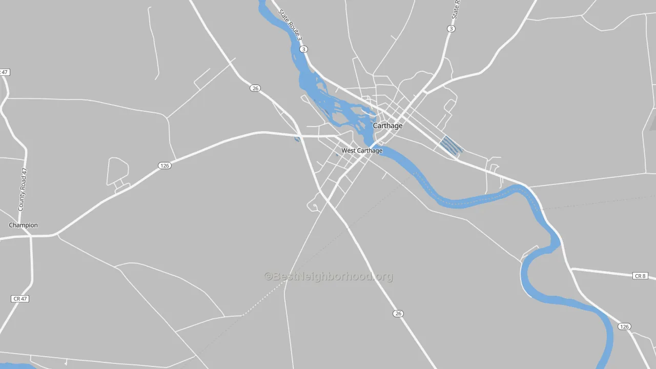Transit Grade map of West Carthage, NY
