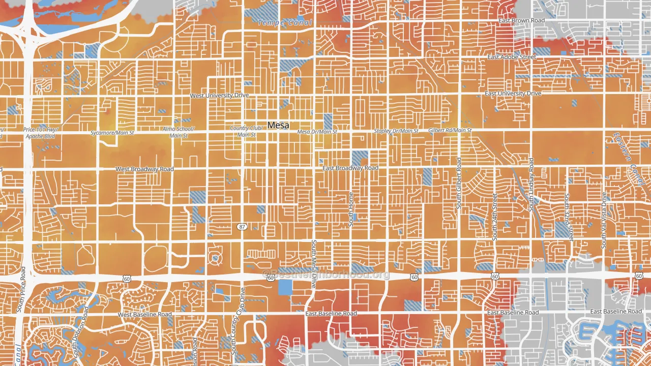 Transit Grade map of West Central, Mesa, AZ