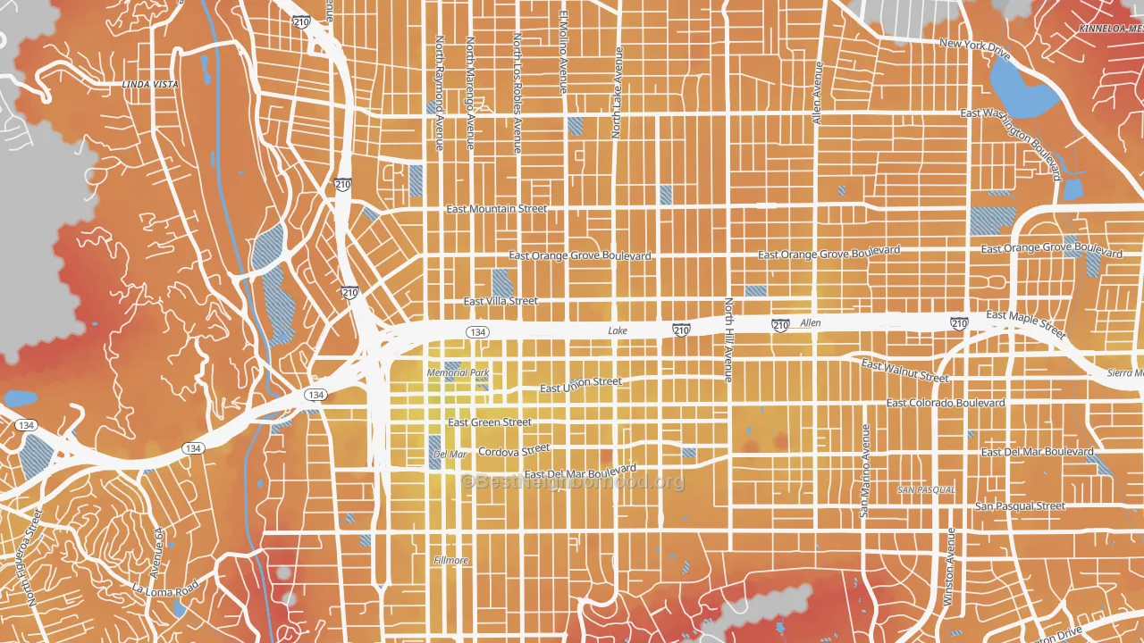 Transit Grade map of West Central, Pasadena, CA