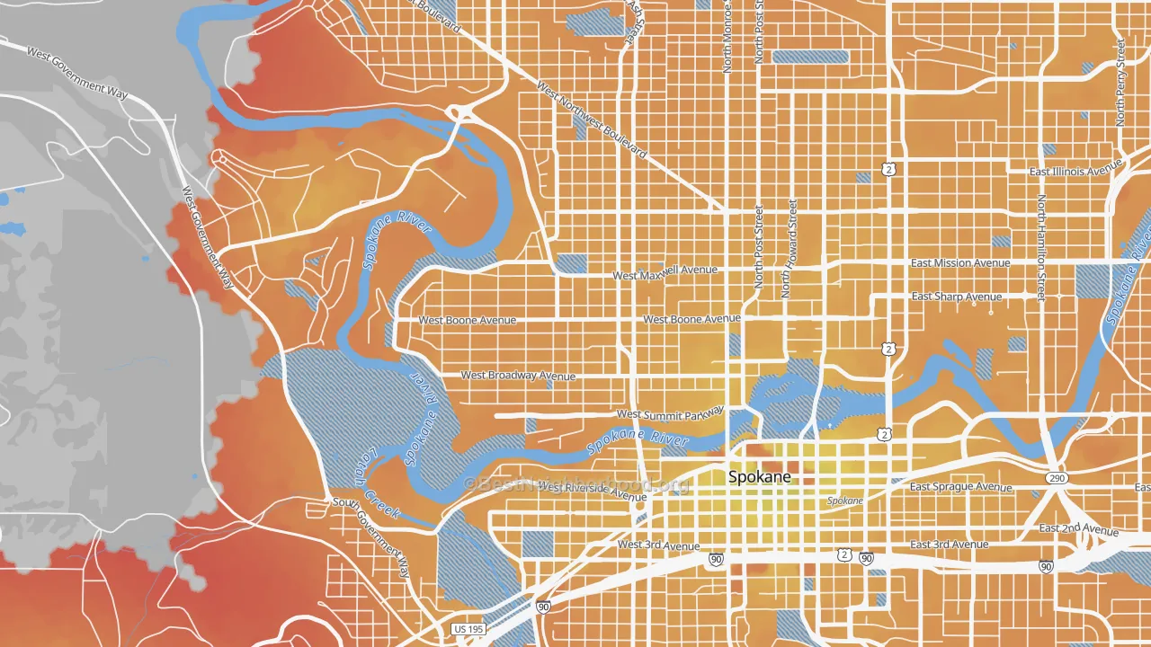 Transit Grade map of West Central, Spokane, WA