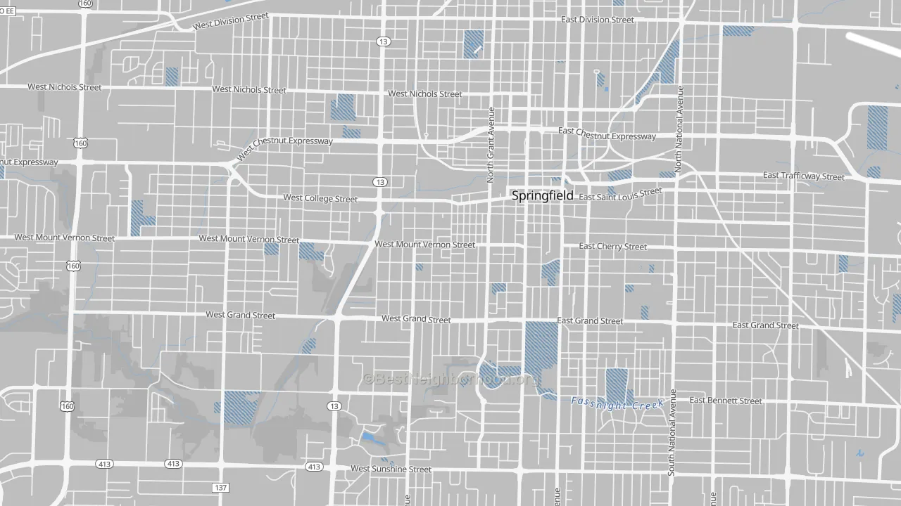 Transit Grade map of West Central, Springfield, MO