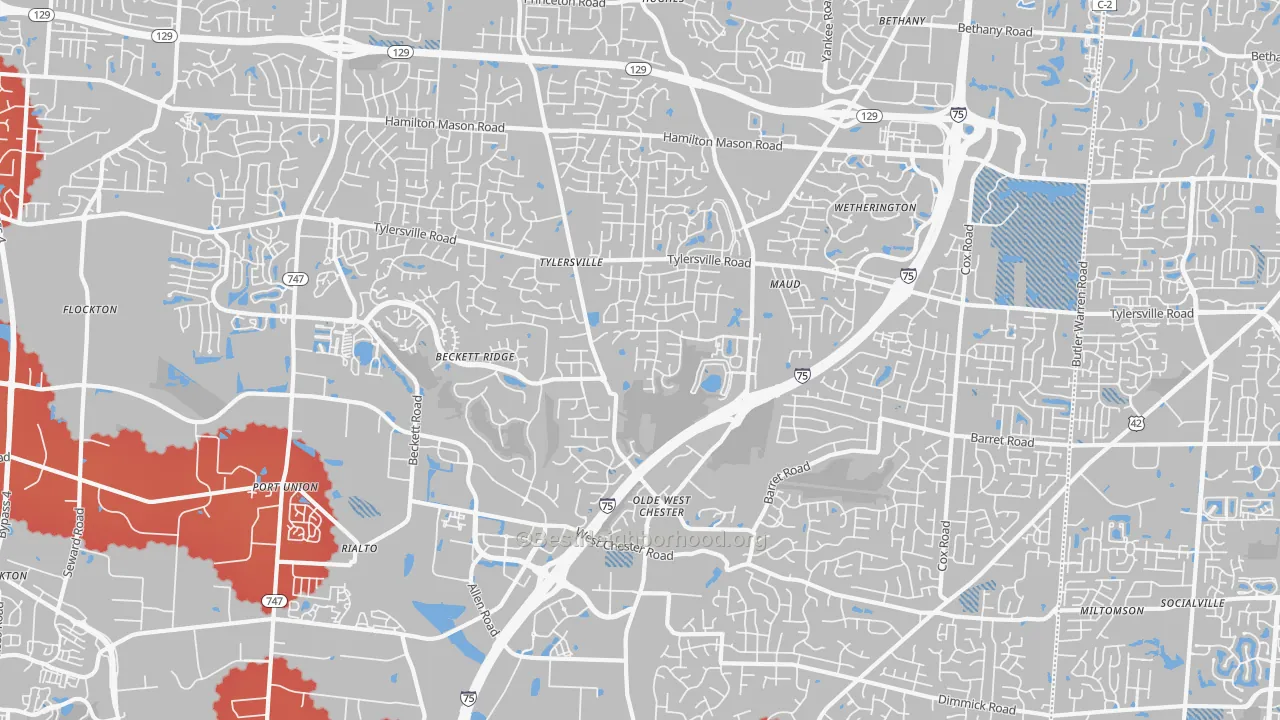 Transit Grade map of West Chester, OH