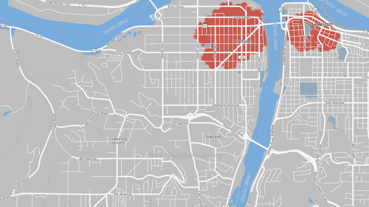 Transit Grade map of West Clarkston-Highland, WA
