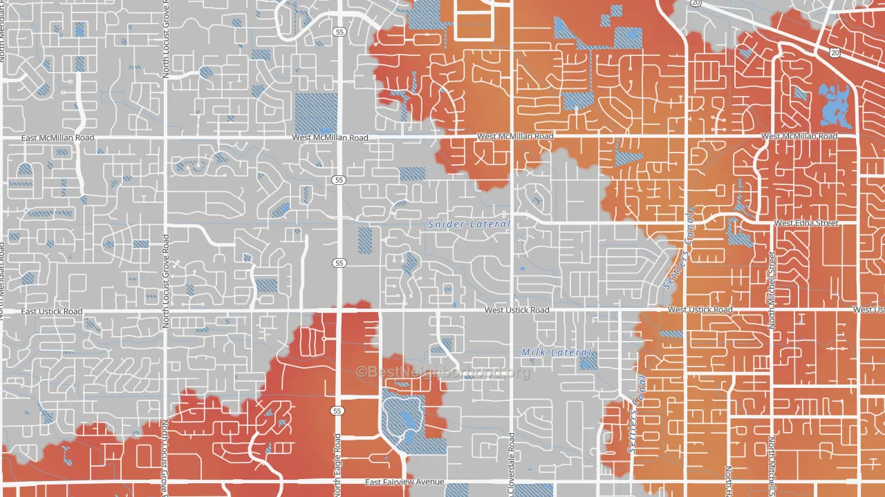 Transit Grade map of West Cloverdale, Boise, ID