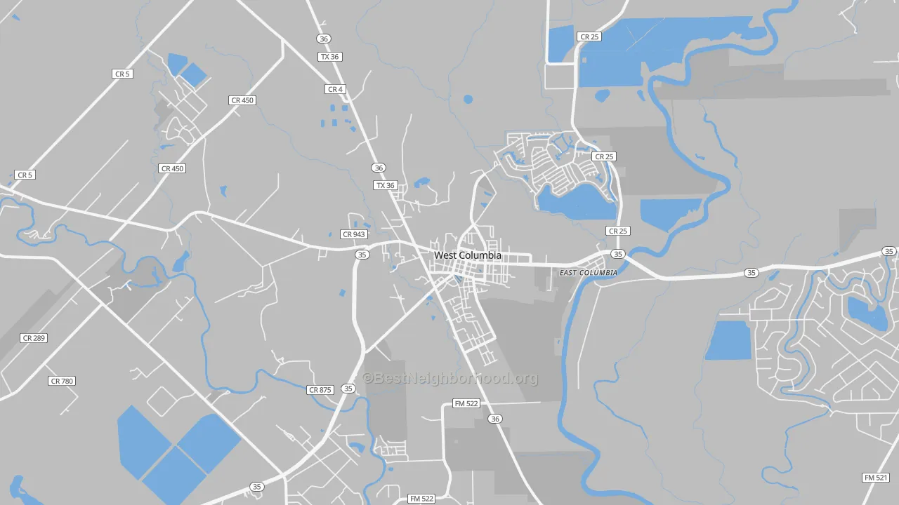 Transit Grade map of West Columbia, TX